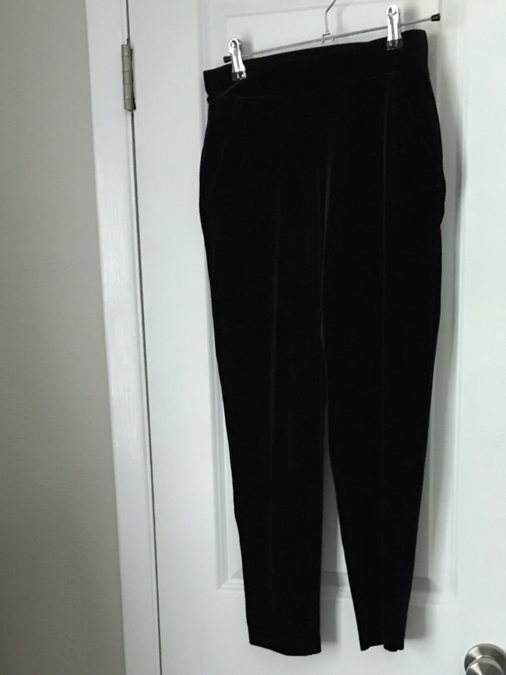 LOFT Black Velvet Straight Leg Pants